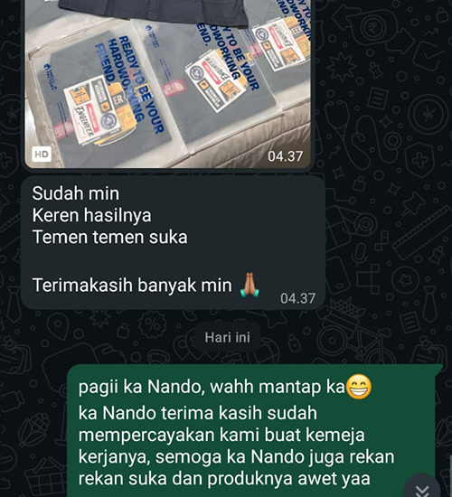 Tangkapan layar percakapan WhatsApp dengan Ardyanto dari TOP TTA